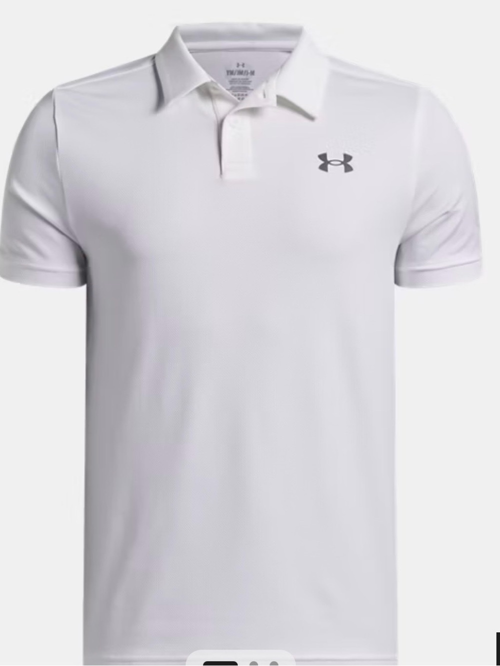 Under Armour White Polo with gray Logo - boy YXL